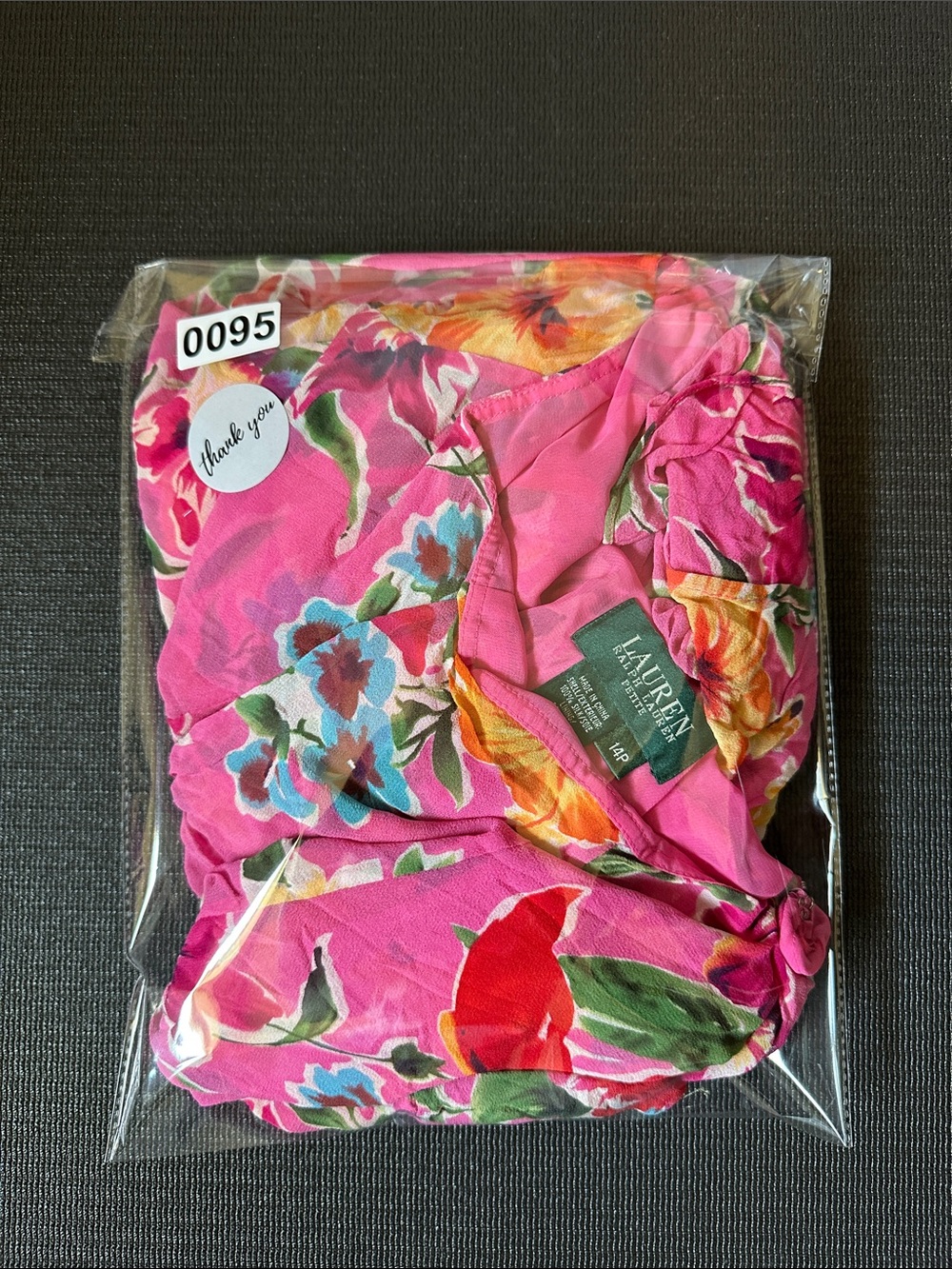Ralph Lauren Vintage Floral Pink Lightweight Boho Poncho Blouse Women's 14P - Picture 8 of 8